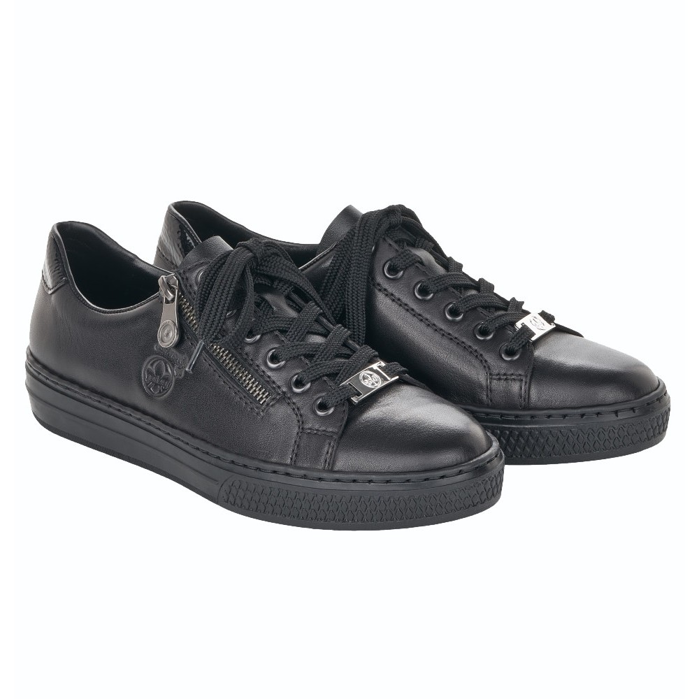 121-L59L1 Rieker W Læder Sneaker - 00-BLACK