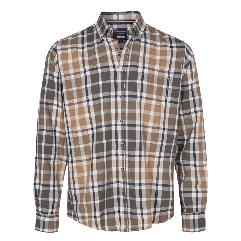 15388 Signal M Franne Check Skjorte 4320-BROWN-TOAST