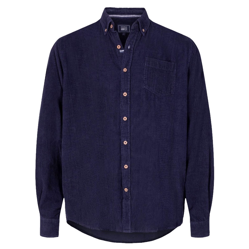 15395 Signal Falk Fine Cord Skjorte 7633-GREEN-INK