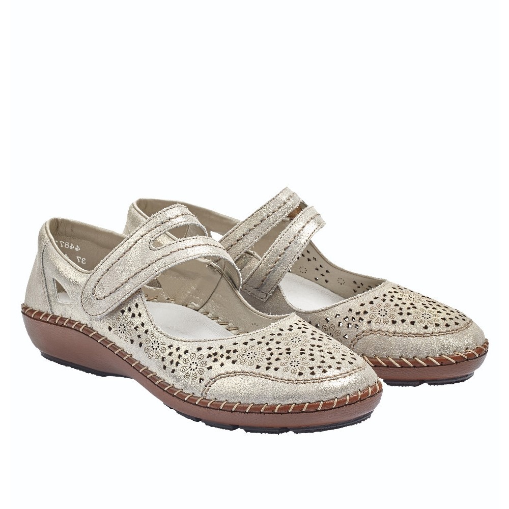 Rieker W Mary Jane Sko - BEIGE