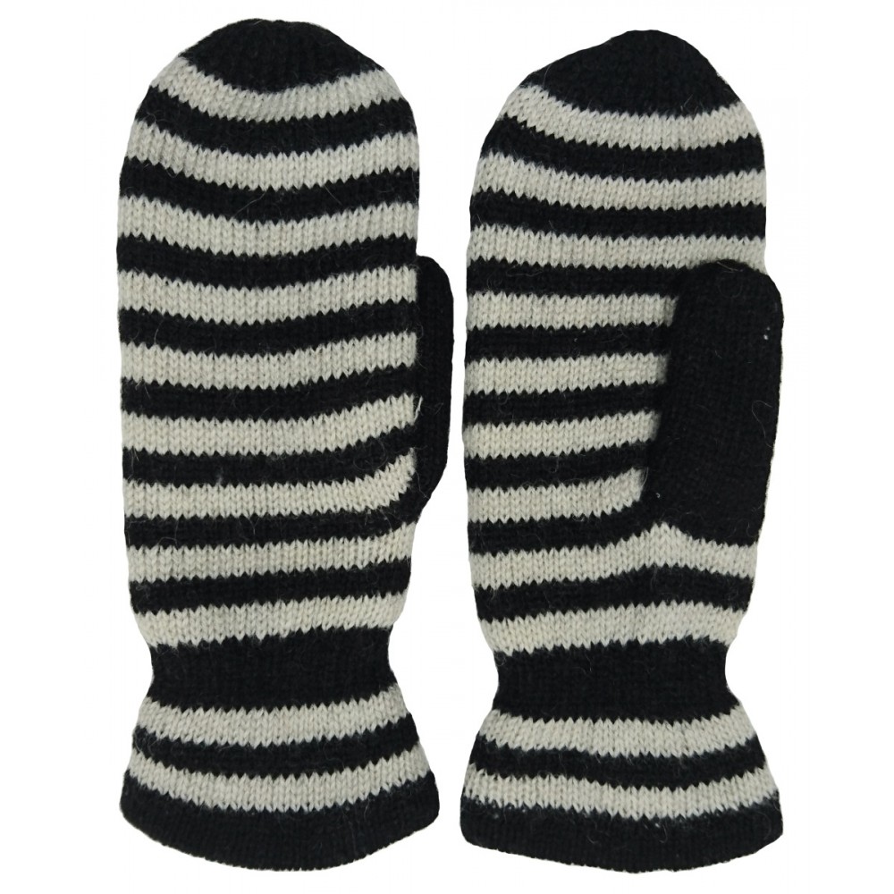 61161 Hestra W Gaucho Striped Mitten Luffer - SVART/OFF WHITE