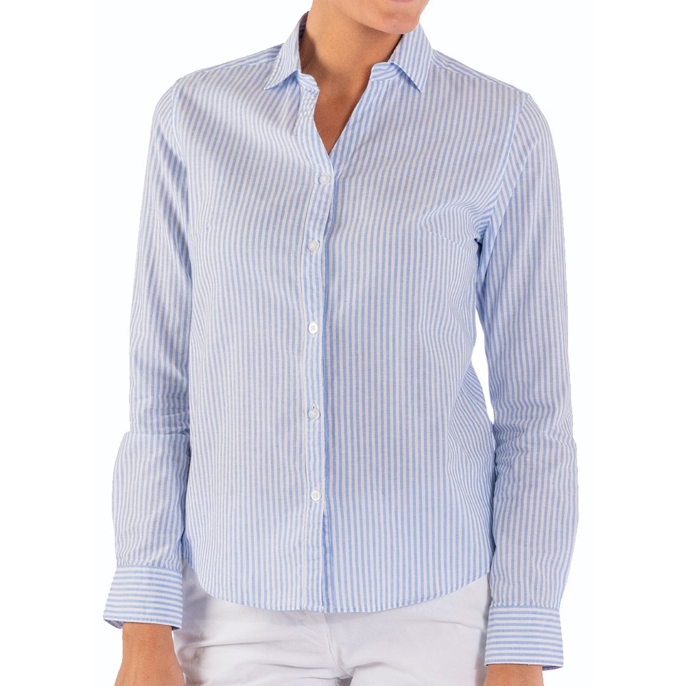 W1626 Sebago W Striped Linen Skjorte - BLUE WHITE