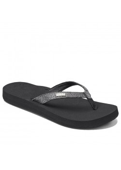 01384 Reef W Star Cushion Sassy Sandal - BLACK-SILVER