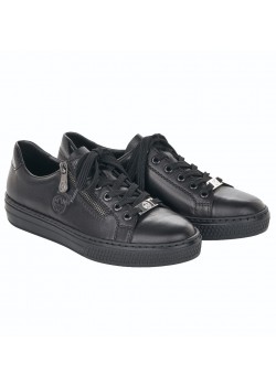 121-L59L1 Rieker W Læder Sneaker - 00-BLACK