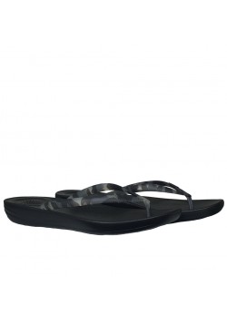 125-T49 FitFlop W Iqushion Tortoiseshell Sandal - BLACK 01