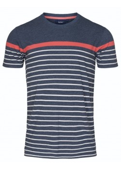 20-7-389 Sea Ranch M Malthe T-shirt - 4144 NAVY MELANGE_SPICED CORAL_PEARL