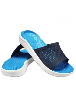 205183 Crocs LiteRide Slide Sandal - NAVYWHITE