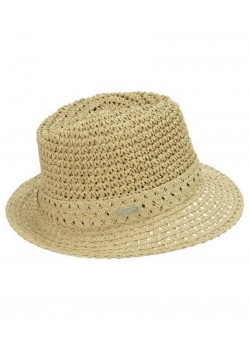 54183 Seeberger W Paper Crochet Fedora Hat - LINEN 93