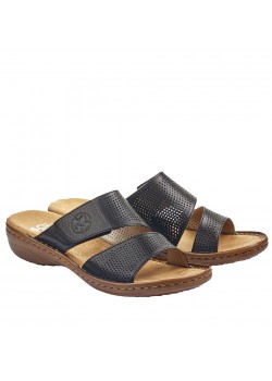 Rieker W Perforeret Læder Sandal - BLACK