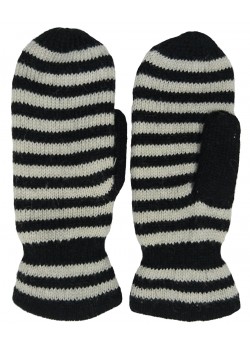 61161 Hestra W Gaucho Striped Mitten Luffer - SVART/OFF WHITE