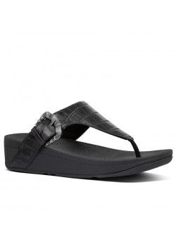 AK3 FitFlop W Lottie Croco Leather Sandal - 090 ALL-BLACK