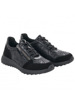 D5701 Remonte W Sneaker med Mønster - Black