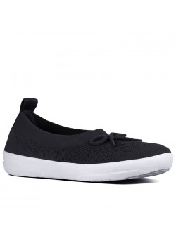 E90 FitFlop W Uberknit Slip-On Ballerina - BLACK