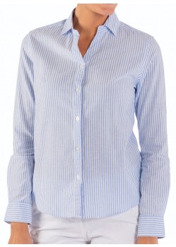 W1626 Sebago W Striped Linen Skjorte - BLUE WHITE