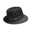 54183 Seeberger W Paper Crochet Fedora Hat - BLACK